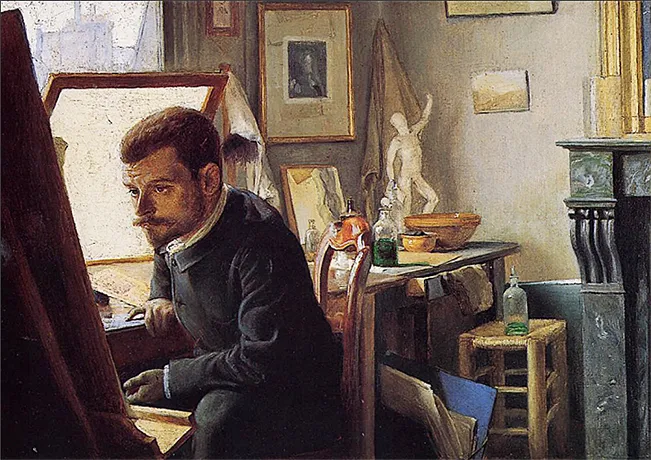 Félix Jasinski en su taller de grabado, 1887, Félix Vallotton