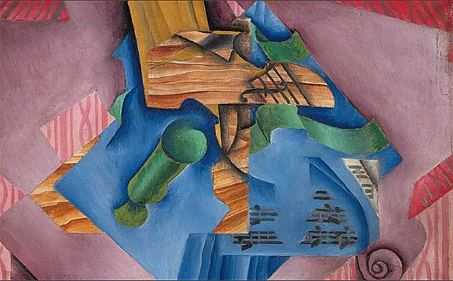 Naturaleza muerta con violín y vaso, 1913, Juan Gris,