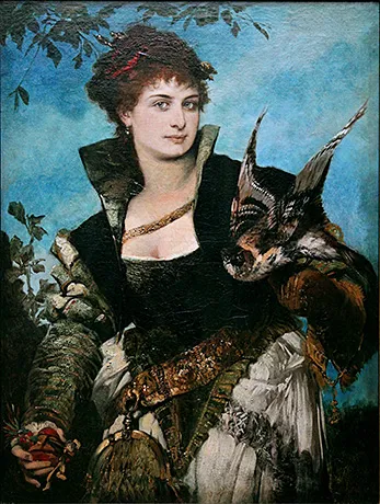 Dama con halcón, c. 1880, Hans Makart Dama con halcón, c. 1880, Hans Makart