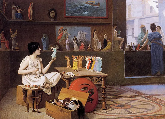 Pintor de cerámica en la Antigüedad: Sculpturae vitam insufflat pictura, 1893, Jean-Léon Gérôme Pintor de cerámica en la Antigüedad: Sculpturae vitam insufflat pictura, 1893, Jean-Léon Gérôme