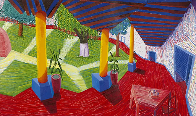 A Walk around the Hotel Courtyard, Acatlan, 1985, David Hockney A Walk around the Hotel Courtyard, Acatlan, 1985, David Hockney