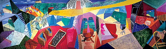 Una visita con Christopher y Don, Cañón de Santa Mónica, 1984, David Hockney Una visita con Christopher y Don, Cañón de Santa Mónica, 1984, David Hockney