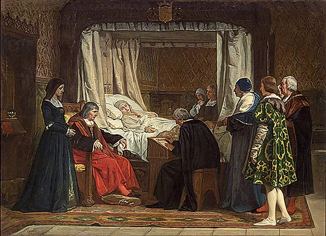 Isabel la Católica dictando su testamento, 1864, Eduardo Rosales