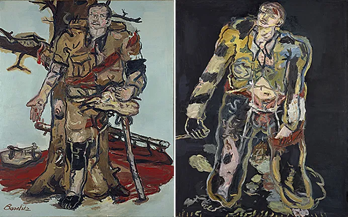 Georg Baselitz, El pintor bloqueado (Versperrter Maler), 1965; Rebelde (Rebel), 1965 Georg Baselitz, El pintor bloqueado (Versperrter Maler), 1965; Rebelde (Rebel), 1965