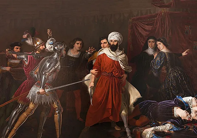 El moro santo cuando, en la tienda de la marquesa de Moya, se intentó asesinar a los Reyes Católicos, 1850, Rafael Tegeo