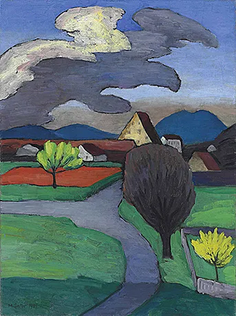 Nubes sobre el castillo, Murnau, 1909, Gabriele Münter Nubes sobre el castillo, Murnau, 1909, Gabriele Münter