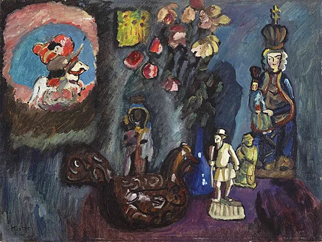 Naturaleza muerta con San Jorge, 1911, Gabriele Münter Naturaleza muerta con San Jorge, 1911, Gabriele Münter