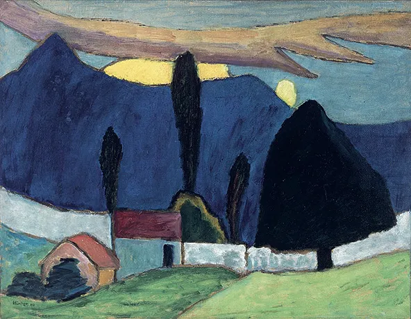Paisaje con pared blanca, 1910, Gabriele Münter Paisaje con pared blanca, 1910, Gabriele Münter