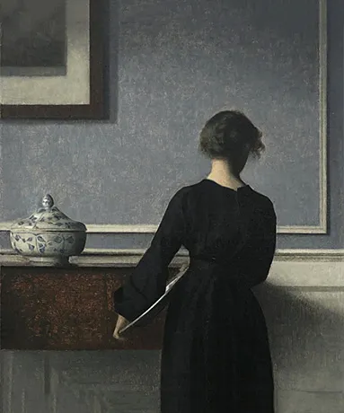 Intérieur, femme vue de dos, vers 1904, Vilhelm Hammershøi Intérieur, femme vue de dos, vers 1904, Vilhelm Hammershøi