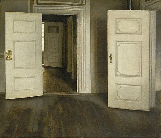 Portes ouvertes, 1905, Vilhelm Hammershøi Portes ouvertes, 1905, Vilhelm Hammershøi