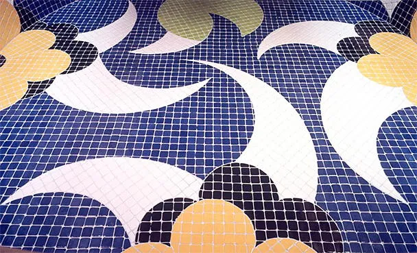 Flowers, Lily Pad and Labels, mosaico, 1994, Patrick Caulfield