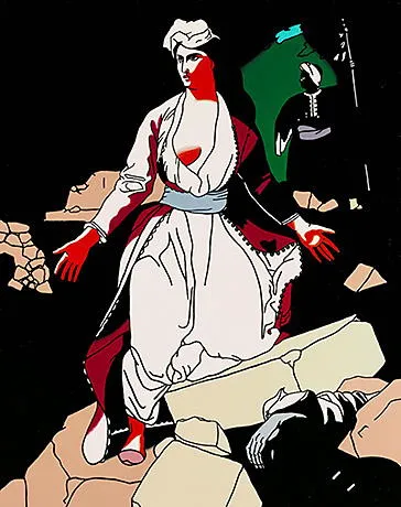 Patrick Caulfield, Grecia expirando sobre las ruinas de Missolonghi, 1963