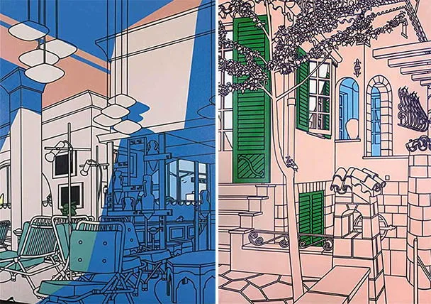 Sun Lounge, 1975; Springtime: Face à la mer, 1974, Patrick Caulfield