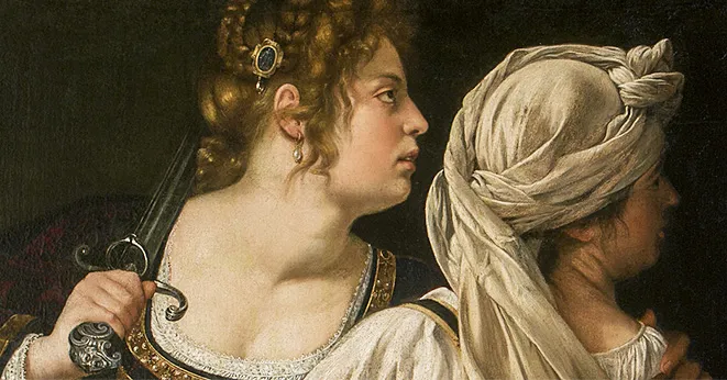 Judit decapitando a Holofernes, detalle, 1614-1620, Artemisia Gentileschi