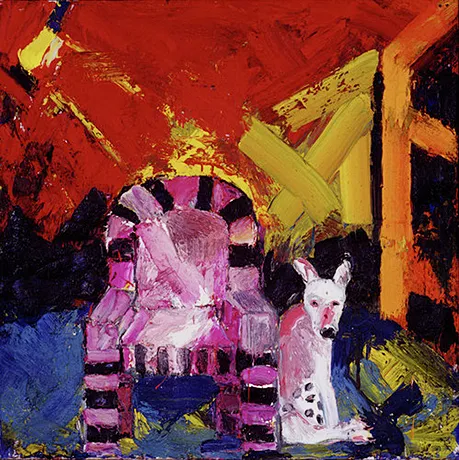 Chien et chaise dans leur environnement, 1961, Joan Brown